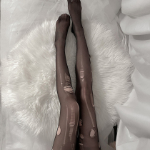 No tear sex tuning tear ultra - thin one - time fun hole black silk socks beauty leg socks female pantyhose