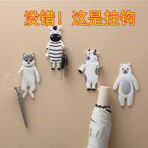 Creative adhesive hook door behind strong seamless adhesive Kitchen Bathroom Wall Wall cute cartoon non-perforated key holder