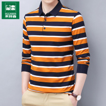 Mulinsen long sleeve POLO shirt men's spring and autumn 2022 new middle-aged father casual men's striped T-shirt jacket