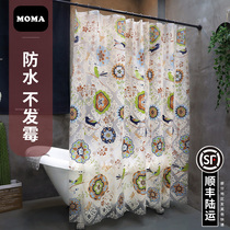 Mermaeva Chinese American retro shower curtain waterproof thick mold toilet shower curtain shower cloth batik flower bird