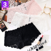 3 dress boxes MZ ladies Sexy Lace No Marks Hollowed-out Flat Corner Briefs Women transparent Pack Hip Triangle Pants head