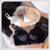 Underwear Womens Small breasts gather big silky satin stitching lace light luxury sexy collection pair not empty cup bra