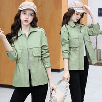 Haining 2021 new spring and autumn lapel leather leather coat womens mid-length slim sheepskin jacket small jacket women