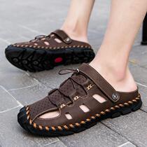 Sandals mens 2022 Summer new big code Dual-purpose breathable Baotou Anti-slip outdoor casual beach cave Cool Slippers