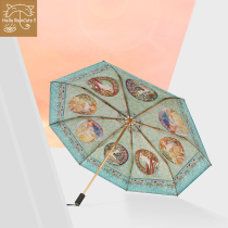 Raincats parasol UV protection womens three-fold folding sunny and rain dual-use umbrella double-layer vinyl sun umbrella sunscreen
