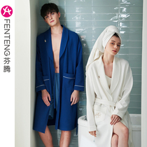 Fenteng (travel series) Sleepwear male lovers sleepwear spring autumn season pure cotton autumn and winter style bathrobe womens home clothes