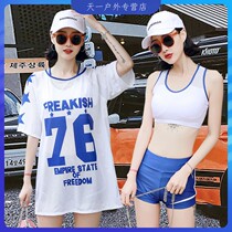 New swimsuit three-piece female split conservative student Korean sexy belly cover slim plus size bikini swimsuit