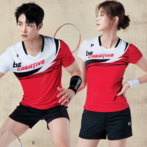 Badminton suit Mens and womens suits Quick-drying air-permeable short-sleeved T-shirt competition training uniform Table tennis sportswear printing