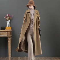 September Kaka original autumn new high-end windbreaker literary plus size medium long thin long jacket female 1262