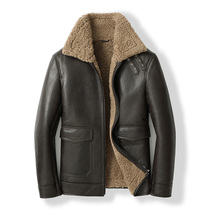 Original ecology b3 fur one male leather coat Lamb hair lapel flying locomotive clothing leather jacket fur jacket