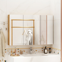  Bathroom mirror Separate bathroom Solid wood waterproof mirror cabinet Mirror box Wall-mounted mirror front cabinet Storage and storage integrated cabinet