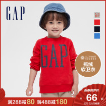 Gap boys and girls LOGO carbon soft grinding fleece pullover sweater 656444 children's clothing foreign style new year red coat