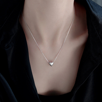 (Alley South) 925 Pure Silver Loving Necklace 2023 New exploits light extravagant and small crowddesign Senior female lock bone chain