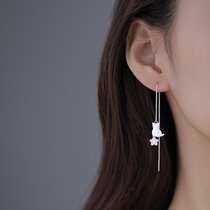 (Alley South) 925 Pure Silver Cherry Blossom Kittens Earrings Earrings 2021 New Wave Small Crowdsummer Ear Accessories