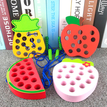 Childrens insects eat apple beaded thread fine movement training baby early education puzzle baby toys 1-2-3 years old