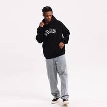 PHEW American flocked print hooded sweater men autumn 2021 new national tide couple autumn loose coat