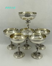 Western antique silverware] Spanish silverware 915 sterling silver wine vine grape set set of 6
