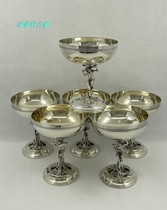  Western antique silverware] Spanish silverware 915 sterling Silver wine fairy vine decoration wine glasses set of 6