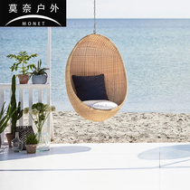 Outdoor Balcony Garden Patio Qiqiannet Red Rattan Chair Hanging Chair Basket single sofa Leisure Bird cage Creative Mind