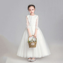 Childrens autumn evening dress Princess skirt puffy gauze girl sweet host flower girl skirt piano long sleeve costume
