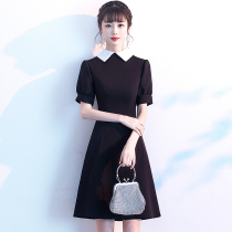 Banquets small taller evening gown women can normally wear light lavish and high-end temperament black to host short dress dress
