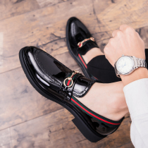 Stylist Leather Shoes Men Korean Fashion One Pedal Heightened Casual Men's Shoes England Joker Bright Face Small Leather Shoes Men