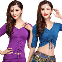 Belly dance Jacket Womens new sexy belly Moday cotton practice clothing mid-sleeve thin breathable