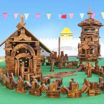 Kindergarten outdoor super large carbonized building blocks construction area Toy building solid wood logs large carbonized building blocks