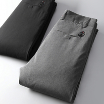 Business gentleman thick warm high fluffy white goose down winter men slim straight tube casual wear down down pants