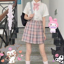 Valentines Day limited jk uniform skirt set full set of gray powder Plaid genuine Japanese School Supply class dress skirt summer