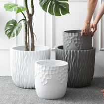 Nordic style floor-to-ceiling magnesium marl White home soft decoration Balcony decoration Living room courtyard decoration Green plant pot large size