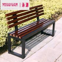 Park chair Outdoor bench Anti-corrosion solid wood three or four seats leisure outdoor bench Waiting chair Stadium rest stool
