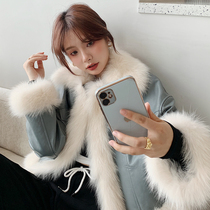 BOBO white fox fur coat women stitching sheep leather fashion young locomotive 2021 New Haining winter