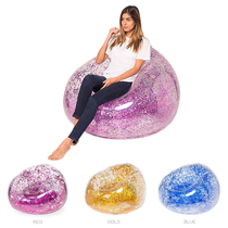 Home outdoor inflatable transparent sofa Lazy sofa Bedroom recliner Children lunch break Sequined air cushion sofa chair