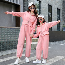 Parenting Clothing Spring Sports Suit 2022 New Internet Red Ocean Mother Girl Spring and Autumn Casual Blouse Two Sets
