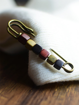 Rough needle needle large retro copper fixed clothes sweater tightens waist and small wood bronze brooch