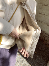 Winter rabbit plush liner cotton coat Womens Small Man warm thick padded cotton jacket short solid color fur collar coat
