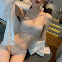 Underwear women Summer small breasts gather thin bra seamless bra set not empty cup half cup latex strapless bra