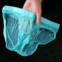 Triangle Mens Swimsuit Pants Mens Underwear Male Ice Silk Triangle Briefs Transparent Breathable Big Code Shorts No Marks Naked