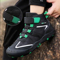  Childrens high-top mountaineering shoes Boys and girls spring and autumn outdoor mountaineering shoes waterproof non-slip soft-soled hiking shoes travel shoes