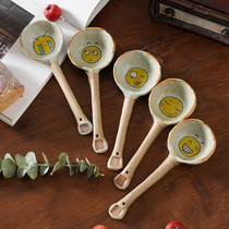 Yifang retro handmade high temperature under glaze ceramic large soup spoon cooking household soup spoon creative cute big spoon watermelon
