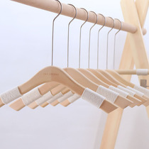 Womens clothing store hanger special high-grade wood color wood solid kapok rope flocking non-slip clothing support custom LOGO