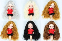 Blythe little ragdoll three-point wig Super soft silk Medium split instant noodle roll without head shell soft silk