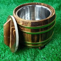 Mongolian specialty yogurt barrel wooden barrel stainless steel barrel Mongolian meal tableware milk tea yogurt barrel Luohan barrel insulation wooden barrel