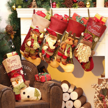 Christmas socks large candy bag decorations childrens gift apple bag stereo old man snowman gift bag
