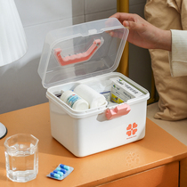 Medicine box family medicine storage box childrens standing medicine home portable student dormitory large-capacity medicine box