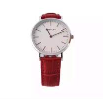 BENTLEY STEEL shell White face Red Alligator Cowhide STRAP WOMENs watch EXPRESSION Couple watch Mens gift
