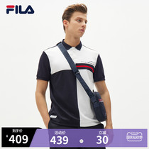 FILA Fiele official mens short-sleeved polo shirt 2021 autumn new color matching casual top