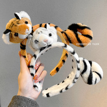 Cartoon cute tiger hairband tiger year selling cute headband doll face hair card photo show adult children's headgear