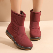 Snow boots women plus velvet thick waterproof non-slip warm 2021 new middle-aged elderly cotton shoes mother boots